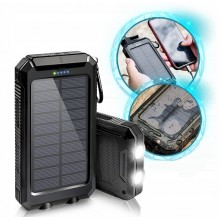 Портативный внешний аккумулятор на солнечной батарее Power Bank Solar 20000 мАч зарядное устройство 2 USB черный (to-0102)