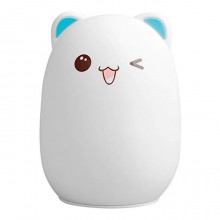Детский силиконовый ночник работающий от аккумулятора 1000mAh LED лампа 7 цветов котик голубой (kt-6098) Детский силиконовый ночник работающий от аккумулятора 1000mAh LED лампа 7 цветов котик голубой (kt-6098)