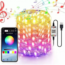 Умная светодиодная гирлянда с управлением с телефона 50 LED 5м RGB55 Микс (kt-RGB55)