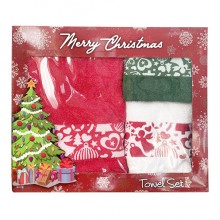 Подарочный набор полотенец Merry Christmas 3 шт Красный (kt-5656) Подарочный набор полотенец Merry Christmas 3 шт Красный (kt-5656)
