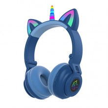 Наушники беспроводные с кошачьими ушками и рогом единорога Bluetooth Cat Ear STN-27 Синие (KT-STN-27) Наушники беспроводные с кошачьими ушками и рогом единорога Bluetooth Cat Ear STN-27 Синие (KT-STN-27)