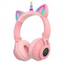 Наушники беспроводные с кошачьими ушками и рогом единорога Bluetooth Cat Ear STN-27 Розовые (KT-STN-27) Наушники беспроводные с кошачьими ушками и рогом единорога Bluetooth Cat Ear STN-27 Розовые (KT-STN-27)