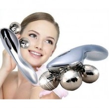 Ручной роликовый Лифтинг массажер для лица и тела 4D Massager 4 массажных шарика Серебристый (LO-237)