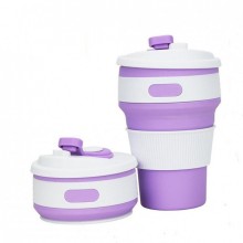 Стакан силиконовый складной Kitchez CUP SILICON MAGIC CUP 350мл Бело-сиреневый (zx-5332)