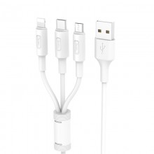 Кабель HOCO COOL X25 3 В 1 IP MICRO TYPCE C Білий (zx-7437) Кабель HOCO COOL X25 3 В 1 IP MICRO TYPCE C Білий (zx-7437)