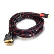 Кабель HDMI-DVI V1.4 1.5M Чорно-червоний (zx-2297) Кабель HDMI-DVI V1.4 1.5M Чорно-червоний (zx-2297)