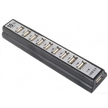 Розгалужувач USB HUB 10 PORTS 220V Чорний (zx-5005)