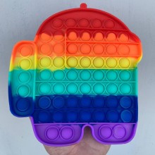 Игрушка Pop it Антистресс Пупырка Поп ит Амонг ас силиконовый радужный большой  (AL-222)