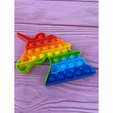 Игрушка Pop it Антистресс Пупырка Поп ит единорог силиконовый радужный  (AL-222)