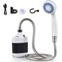 Портативный аккумуляторный душ Portable shower переносной с насосом и USB зарядкой White (TG7028)