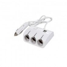 Автомобільний трійник 2 USB 1506A 1505A від прикурювача Білий (zx-5036)