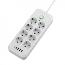 Удлинитель электрический Тк-9 (8×220В+4×USB+1×Type-C) F16u Chest сетевой фильтр с USB 3 м Белый (АК-5885)