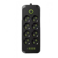 Удлинитель электрический Тк-10 (8×220В+4×USB+1×Type-C) F16u Chest сетевой фильтр с USB 3 м Черный (АК-5886)