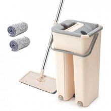 Швабра лентяйка с ведром 5л Scratch Mop комплект для уборки с автоматическим отжимом и 2 насадками Бежевый (kt-1845670) Швабра лентяйка с ведром 5л Scratch Mop комплект для уборки с автоматическим отжимом и 2 насадками Бежевый (kt-1845670)