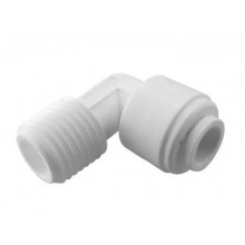 Фитинг угловой Natural  1/4" - 1/4" для водопроводных труб, трубка-резьба наружная Белый (АК-5912)